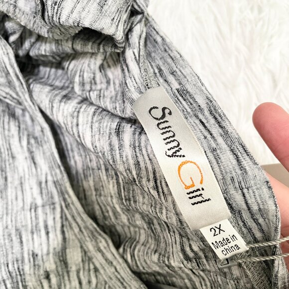 Women Sunny Girl Crew Neck Wrap Midi Dress in Heathered Gray Size 2X - Picture 8 of 9